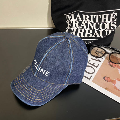 CELINE 25S BASEBALL CAP IN DENIM BLUE LETTER EMBROIDERY