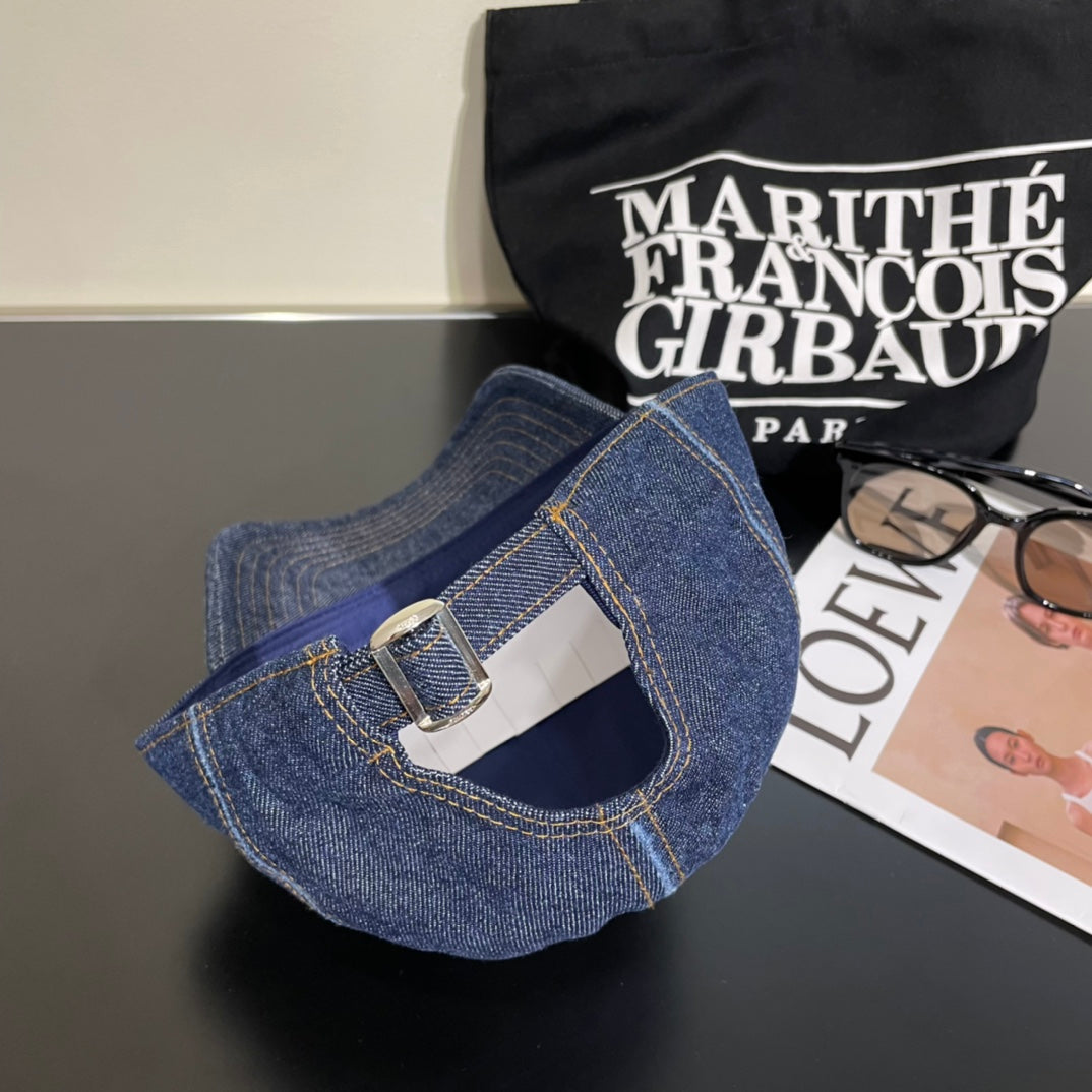 CELINE 25S BASEBALL CAP IN DENIM BLUE LETTER EMBROIDERY