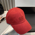 MIU MIU MM BASEBALL CAP IN RED FABRIC BRAND EMBROIDERY