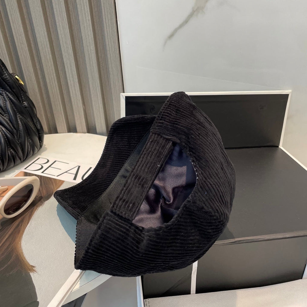 MIU MIU MM BASEBALL CAP IN BLACK VELVET