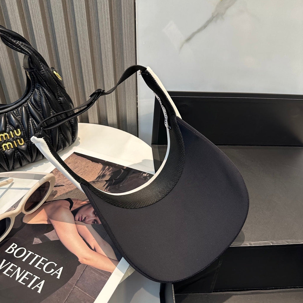 MIU MIU MM SPORT VISOR CAP IN BLACK MIX WHITE FABRIC