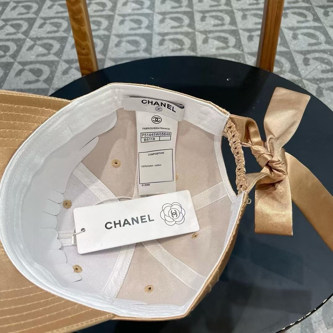 CHANEL BASEBALL HAT IN GOLD SILK SATIN 404866