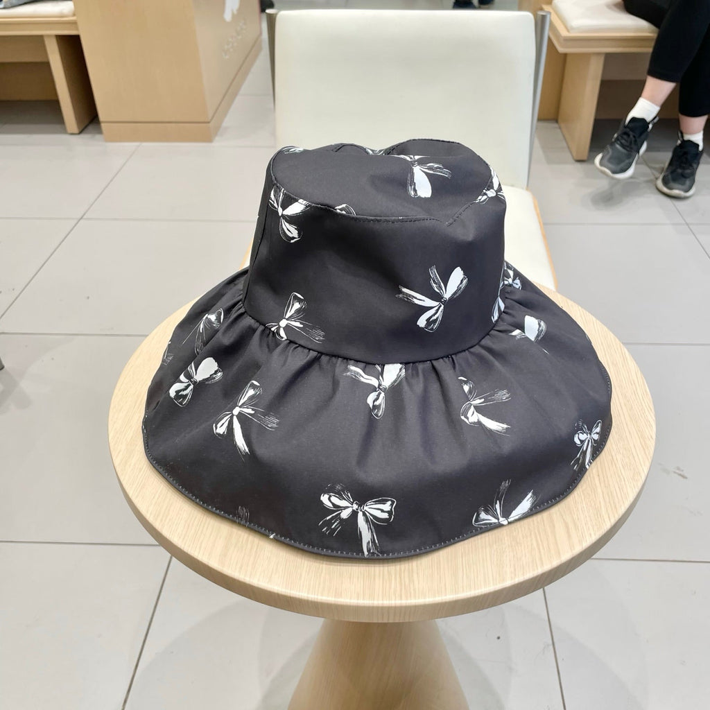 CELINE 25S BUCKET BOW HAT 733402 IN BLACK