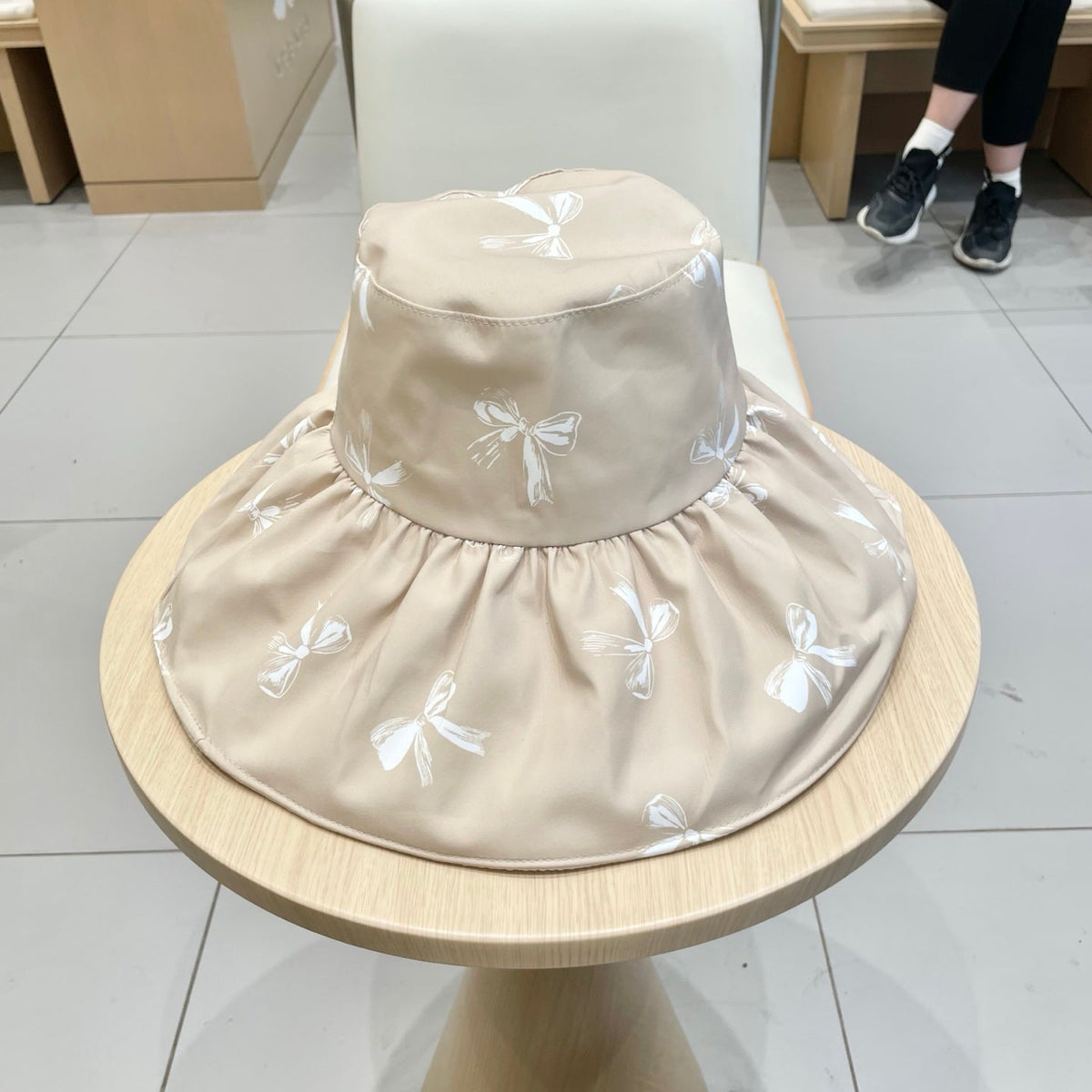 CELINE 25S BUCKET BOW HAT 733403 IN BEIGE