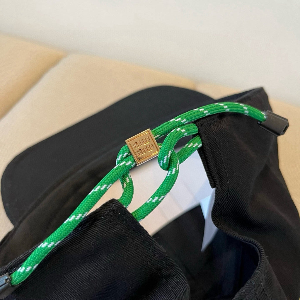 MIU MIU MM BASEBALL CAP IN BLACK KHAKI FABRIC STYLE 7